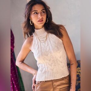 Heartloom Cream Cable Knit Sleeveless Top